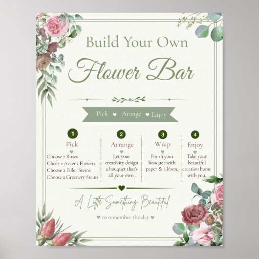 Poster Panneau de bar de fleurs modifiables (Devant)
