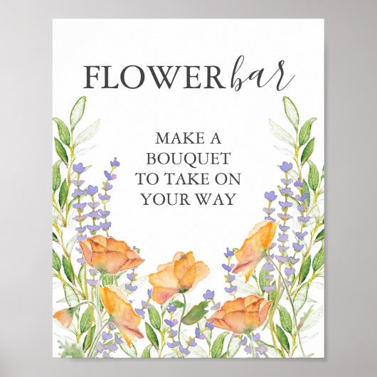 Poster Panneau de bar de fleurs orange (Devant)
