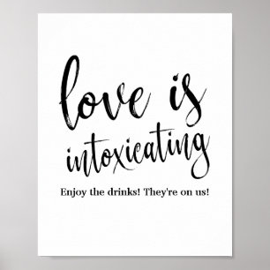 Poster Panneau de bar de mariage 8x10 'L'amour est enivra