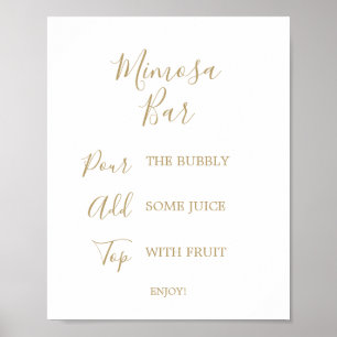 Poster Panneau de bar de mariage à calligraphie dorée Mim