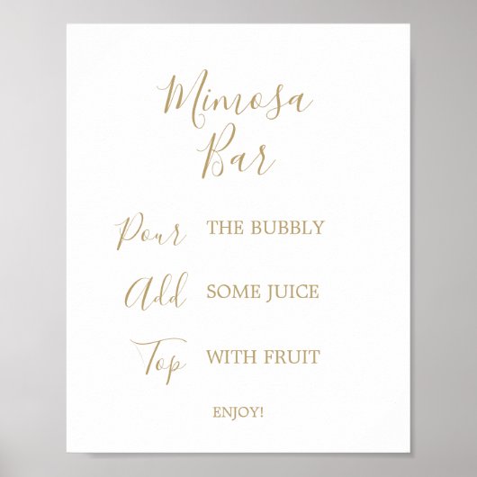 Poster Panneau de bar de mariage à calligraphie dorée Mim (Devant)