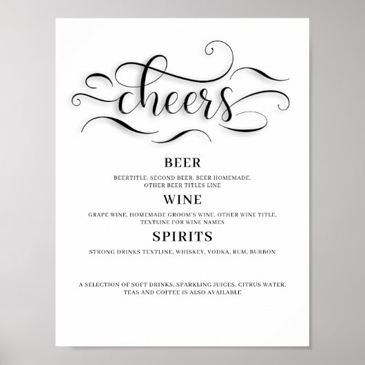 Poster Panneau de bar de mariage Félicitations (Devant)