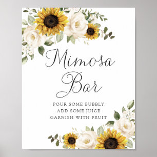 Poster Panneau de bar de mariage floral de tournesols et