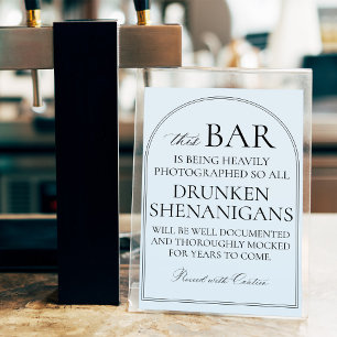 Poster Panneau de bar de mariage minimal humour