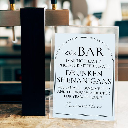 Poster Panneau de bar de mariage minimal humour