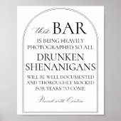 Poster Panneau de bar de mariage minimal humour (Devant)