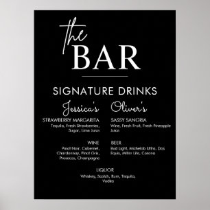 Poster Panneau de bar de mariage noir imprimable avec boi