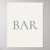 Poster Panneau de bar de mariage vert sauge minimal (Devant)