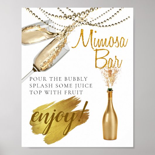 Poster Panneau de bar de mimosa de brunch de mariage élég (Devant)