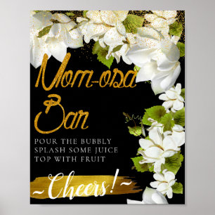 Poster Panneau de bar de Mimosa élégant Jasmine blanc