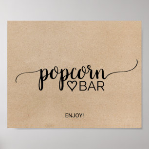 Poster Panneau de bar de pop-corn en calligraphie kraft f