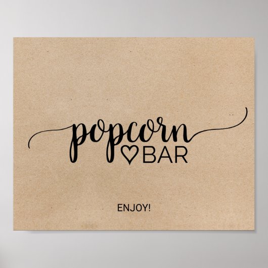 Poster Panneau de bar de popcorn calligraphié en kraft fa (Devant)