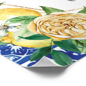 Poster Panneau de bar de sangria floral au citron chic (Coin)