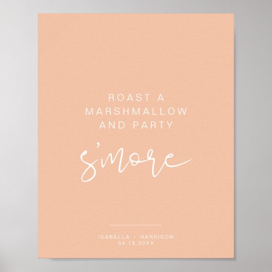 Poster Panneau de bar de s'mores de printemps orange past (Devant)
