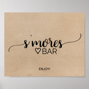 Poster Panneau de bar de S'mores en calligraphie kraft fa