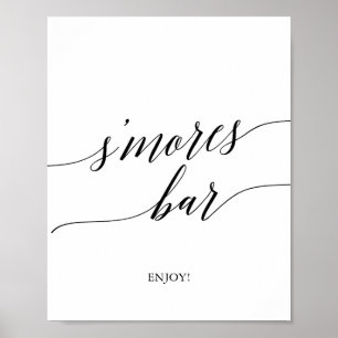 Poster Panneau de bar de S'mores en calligraphie noire él