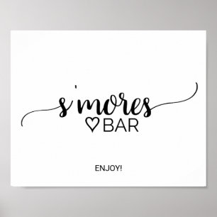 Poster Panneau de bar de S'mores simple calligraphié noir