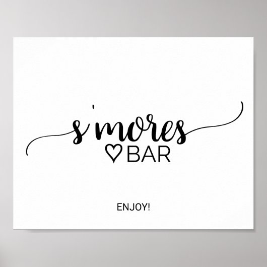 Poster Panneau de bar de S'mores simple calligraphié noir (Devant)