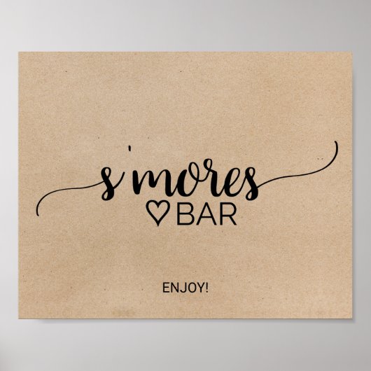 Poster Panneau de bar de S'mores simple en calligraphie k (Devant)
