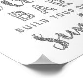 Poster Panneau de bar de sundae de glace confetti argenté (Coin)