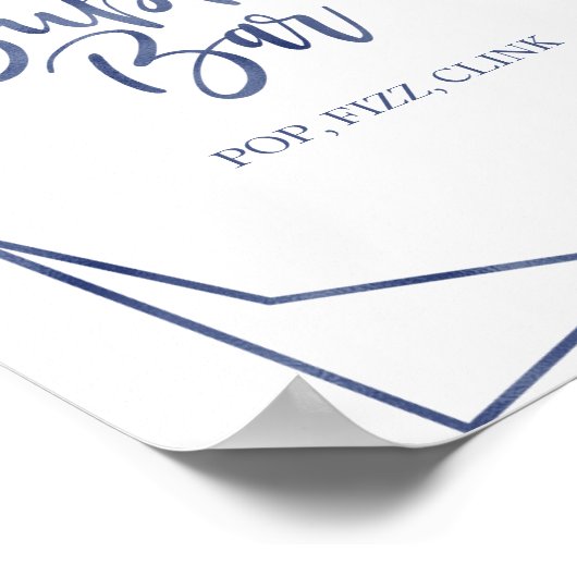 Poster Panneau de bar floral bleu poussiéreux à motif aqu (Coin)