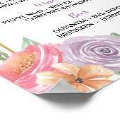 Poster Panneau de bar Floral Summer Wedding Réception ros (Coin)