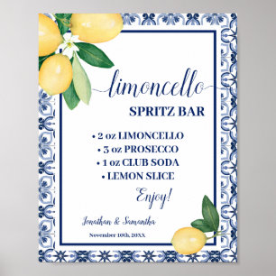 Poster Panneau de bar Limoncello Spritz Bleu Méditerranée