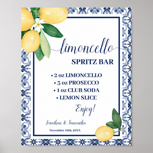 Poster Panneau de bar Limoncello Spritz Bleu Méditerranée (Devant)