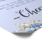 Poster Panneau de bar Mimosa à calligraphie florale bleue (Coin)