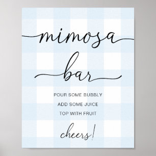 Poster Panneau de bar Mimosa à carreaux bleus