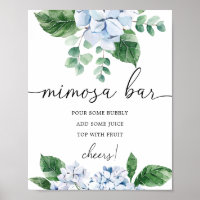 Panneau de bar Mimosa à fleurs d'hortensia bleus