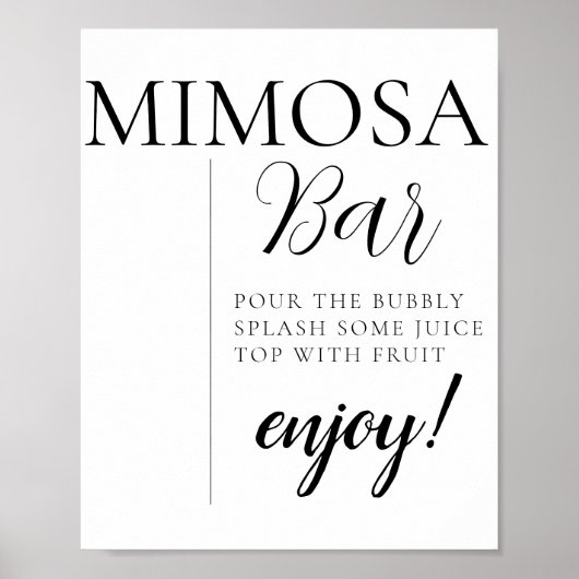 Poster Panneau de bar Mimosa avec texte de calligraphie m (Devant)