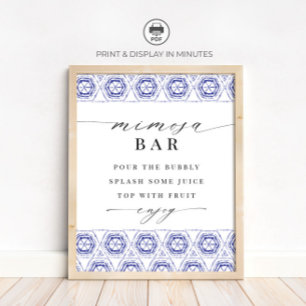 Poster Panneau de bar Mimosa Bohème Bleu Indigo