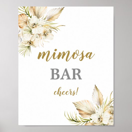 Poster Panneau de bar Mimosa Boho Desert paumes séchées (Devant)