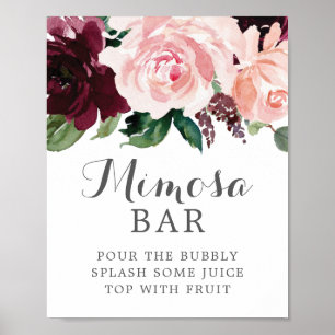 Poster Panneau de bar Mimosa Bourgogne rose (modifiable)