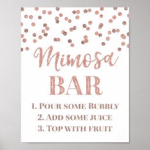 Poster Panneau de bar Mimosa Confettis Rose Gold pour mar