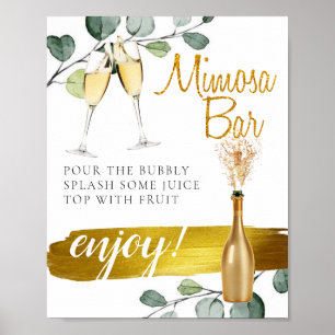 Poster Panneau de bar Mimosa de brunch de mariage de verd