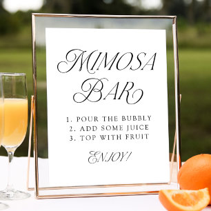 Poster Panneau de bar Mimosa de mariage à typographie élé