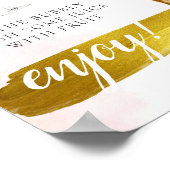 Poster Panneau de bar Mimosa de mariage floral verdure or (Coin)