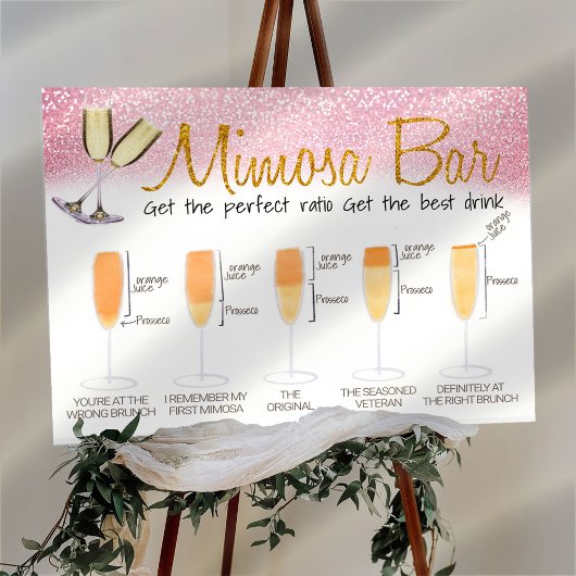 Poster Panneau de bar Mimosa décoré rose pour brunch de m