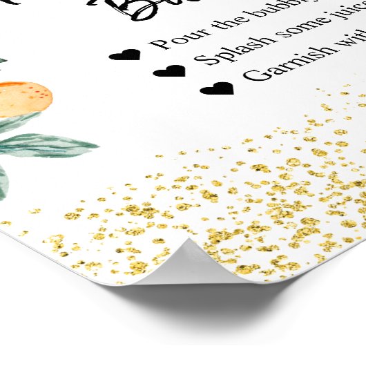 Poster Panneau de bar Mimosa d'été à l'aquarelle orange (Coin)