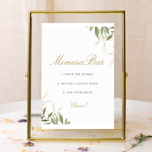 Poster Panneau de bar Mimosa doré et verdure moderne