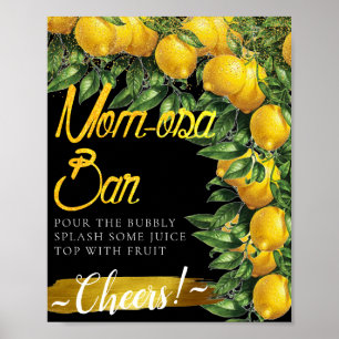 Poster Panneau de bar Mimosa élégant décoré de citron