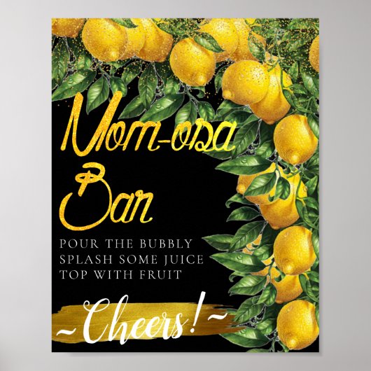 Poster Panneau de bar Mimosa élégant décoré de citron (Devant)