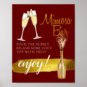 Poster Panneau de bar Mimosa élégant et doré minimal pour