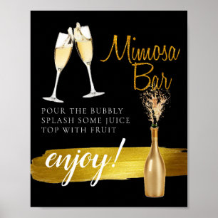 Poster Panneau de bar Mimosa élégant et doré pour brunch 