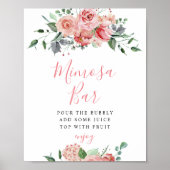 Poster Panneau de bar Mimosa Élégant mariage rose poussié (Devant)