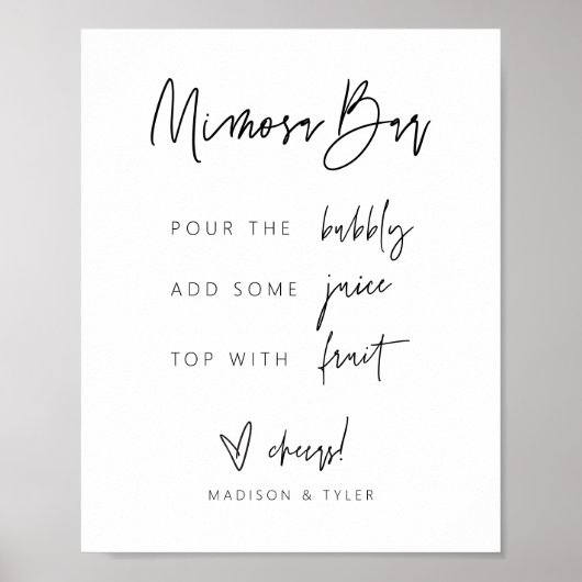 Poster Panneau de bar Mimosa Fête de mariage G400 (Devant)