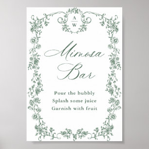 Poster Panneau de bar Mimosa Fleur de Grâce Victorienne O