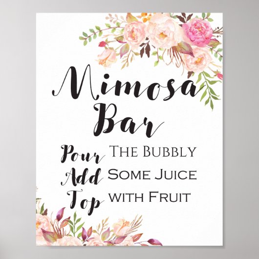 Poster Panneau de bar mimosa floral bohème (Devant)